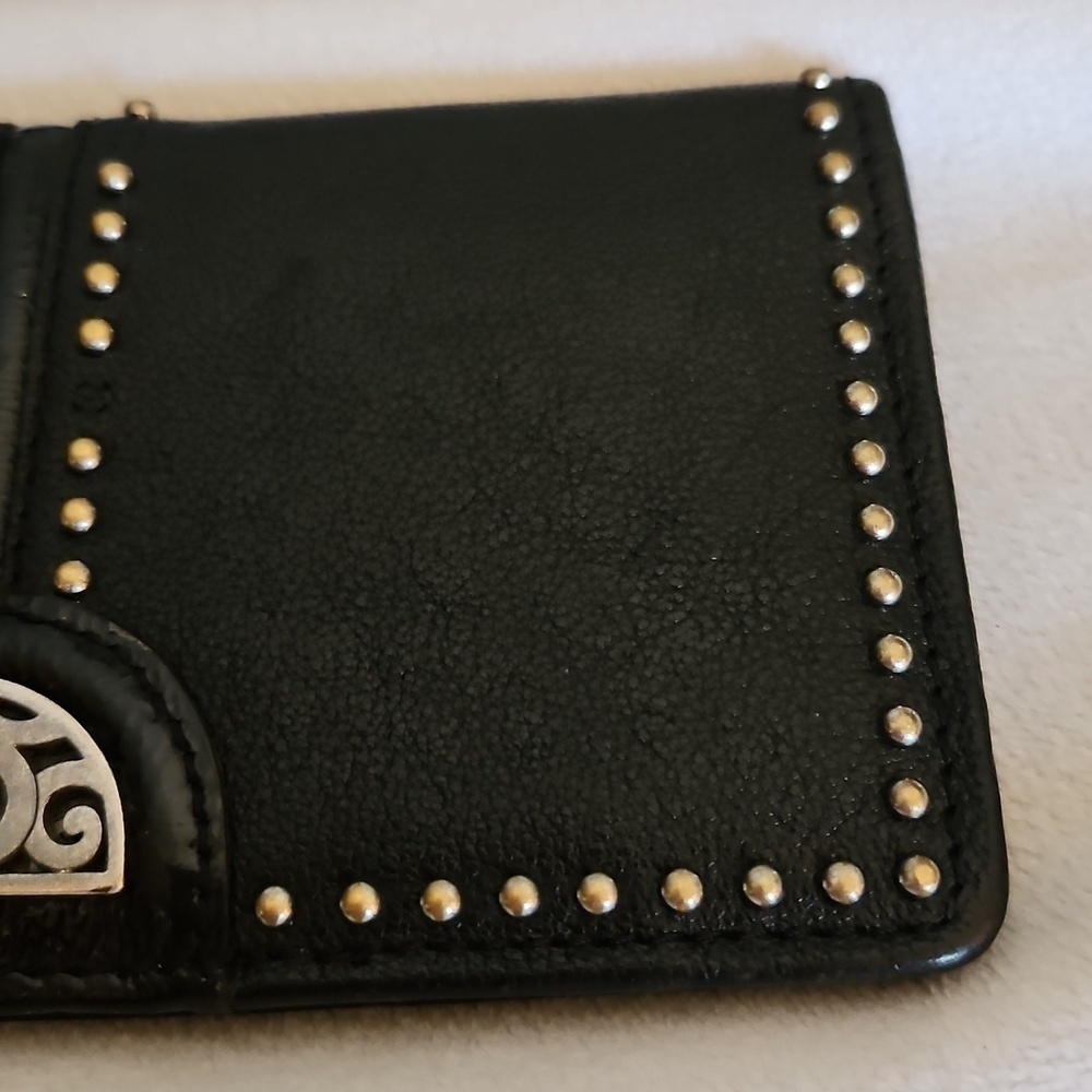 BRIGHTON Pretty Tough Black Leather Studded Checkbook Cardholder Wallet - Picture 4 of 14